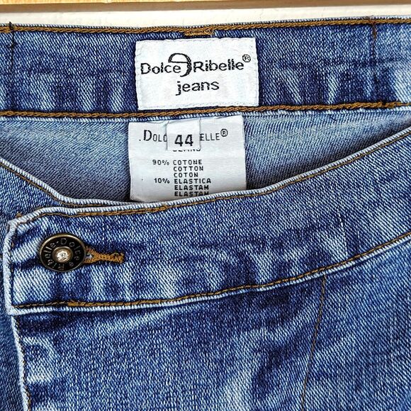 VTG 90s Y2K Mid-Rise Embroidered Floral Overlap Zipper Flare Crop Jeans Denim 30 - Picture 10 of 12